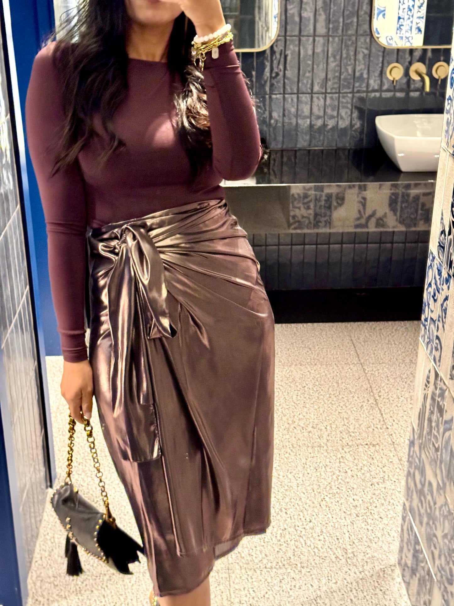 Metal Glow Wrap Skirt