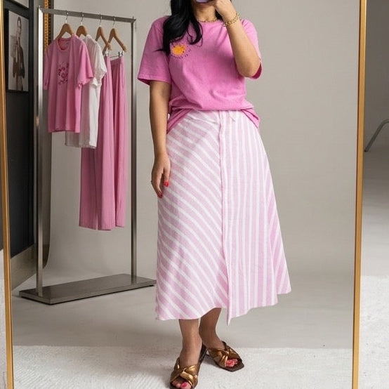Striped Midi  Skirt