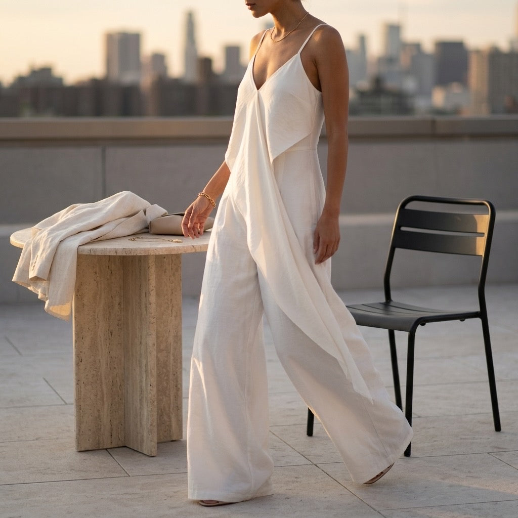 Coastal Drift White Jumpsuit