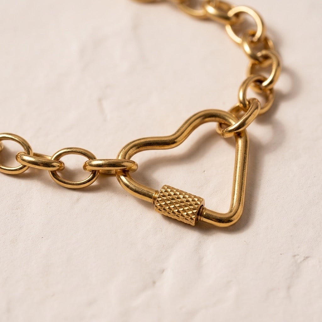 Golden Link Heart Necklace