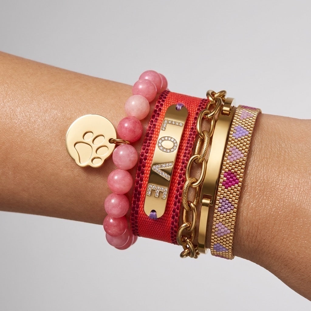 Paw Charm Beaded Bracelet
