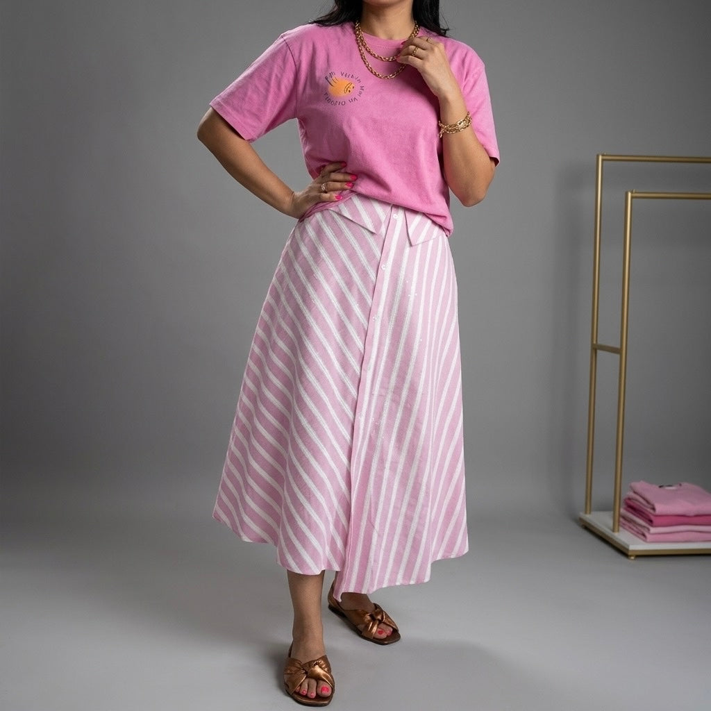 Striped Midi  Skirt