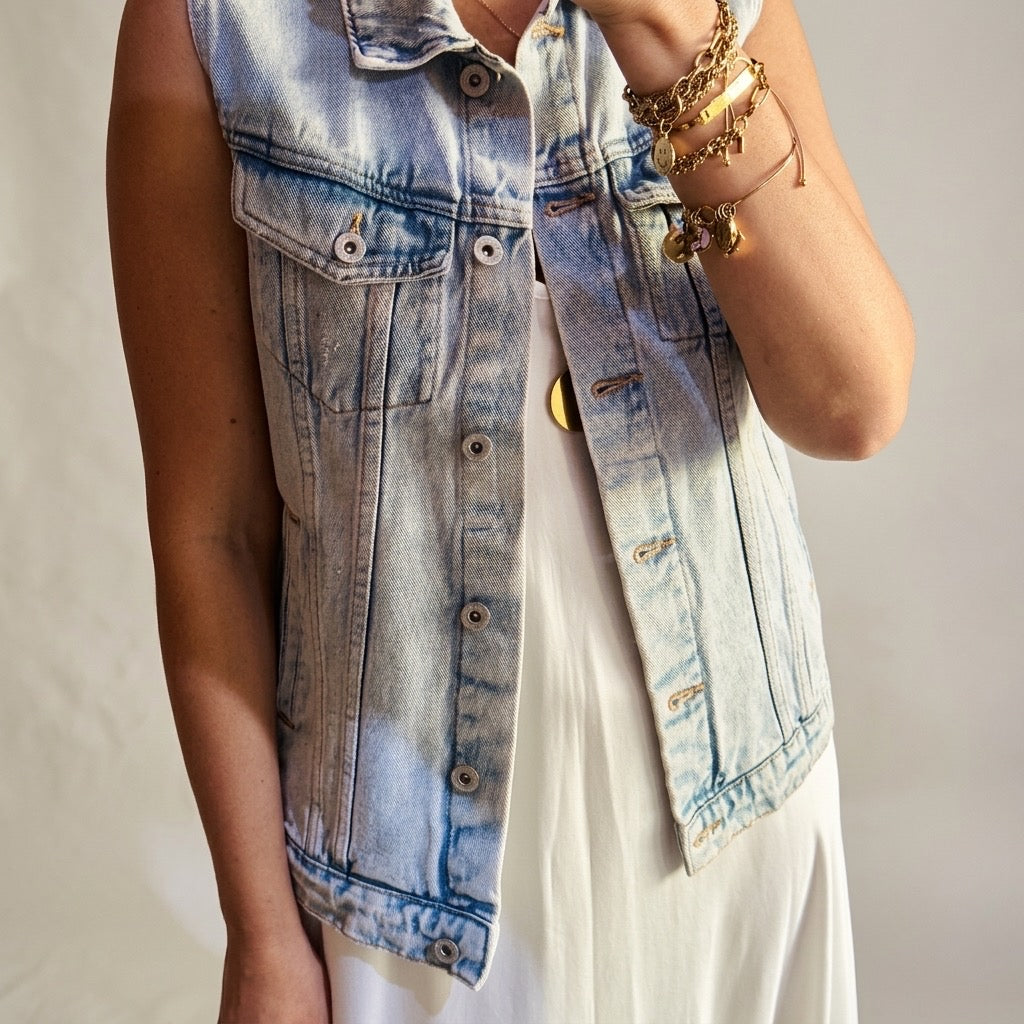 Lilac Art Denim Vest