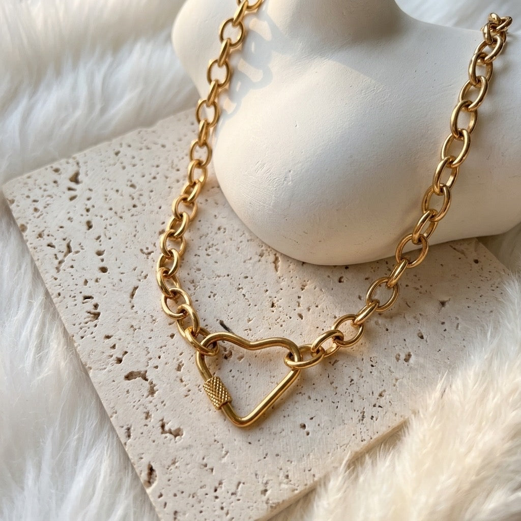 Golden Link Heart Necklace