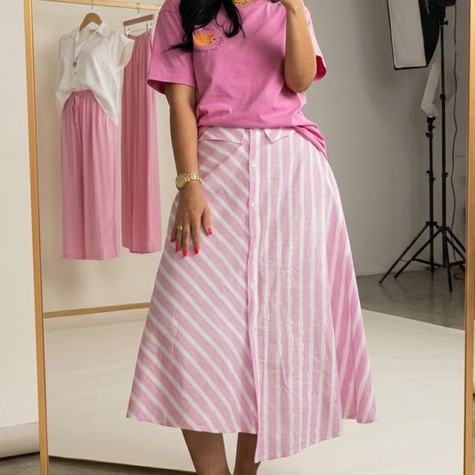 Striped Midi  Skirt