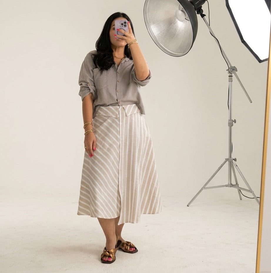 Striped Midi  Skirt