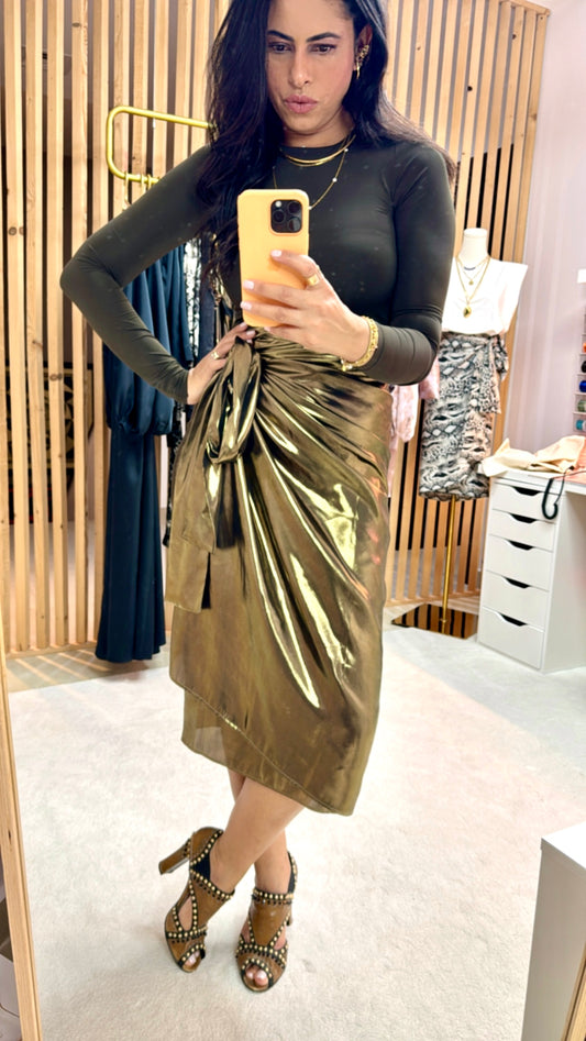Metal Glow Wrap Skirt