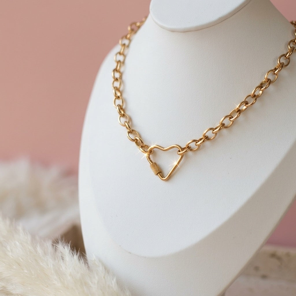 Golden Link Heart Necklace