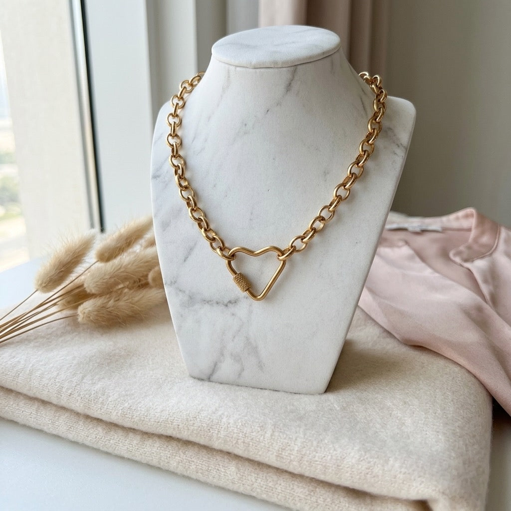 Golden Link Heart Necklace