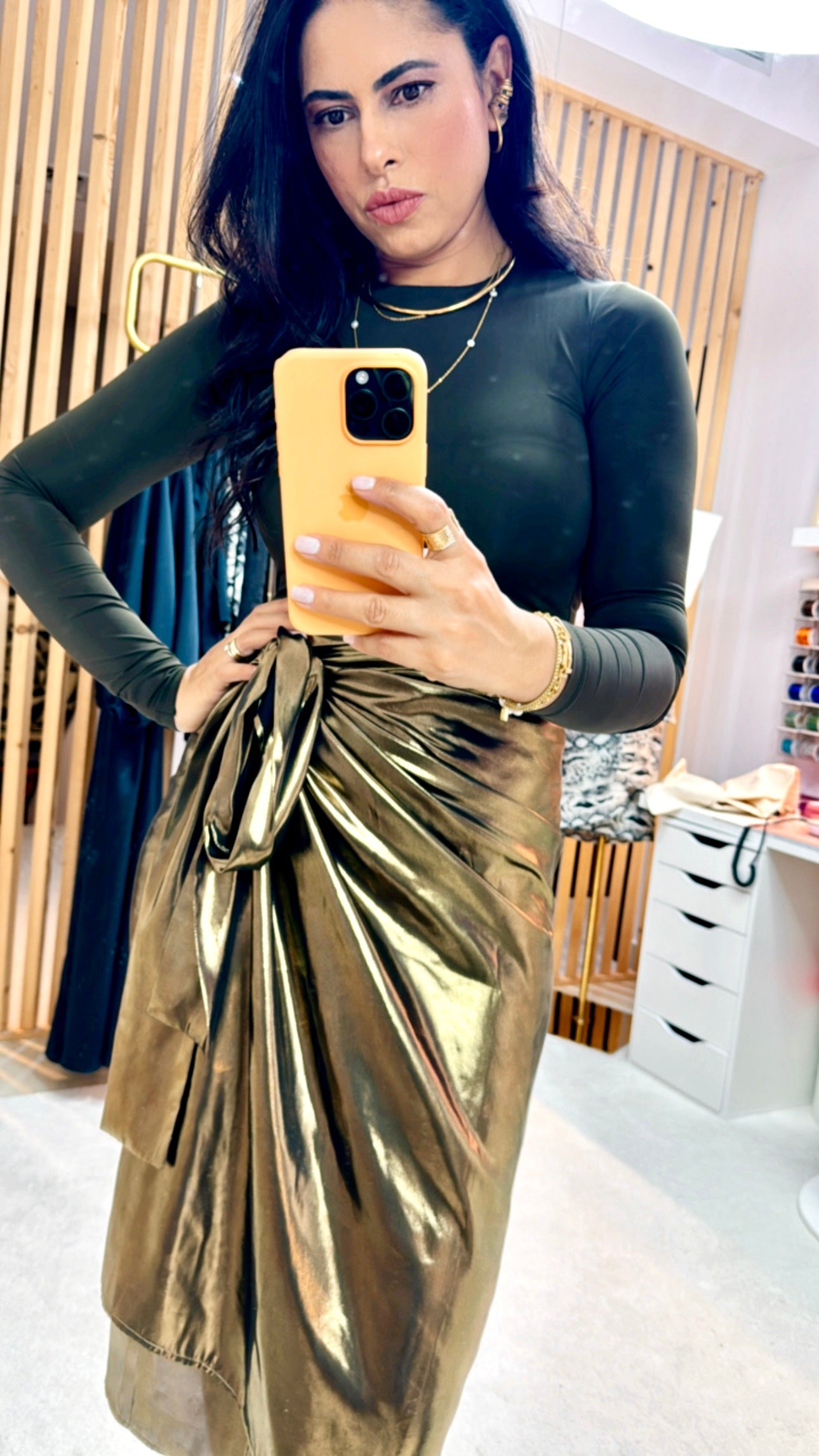 Metal Glow Wrap Skirt
