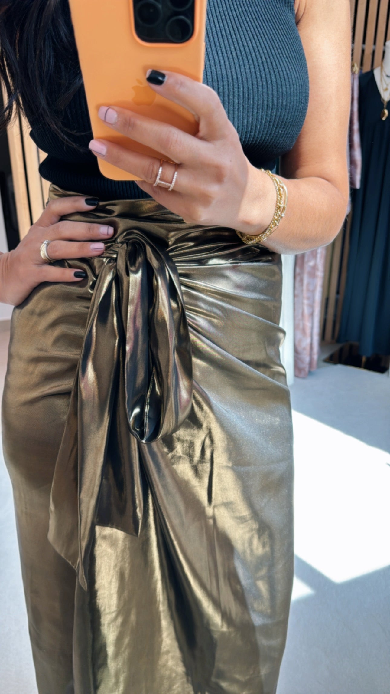 Metal Glow Wrap Skirt