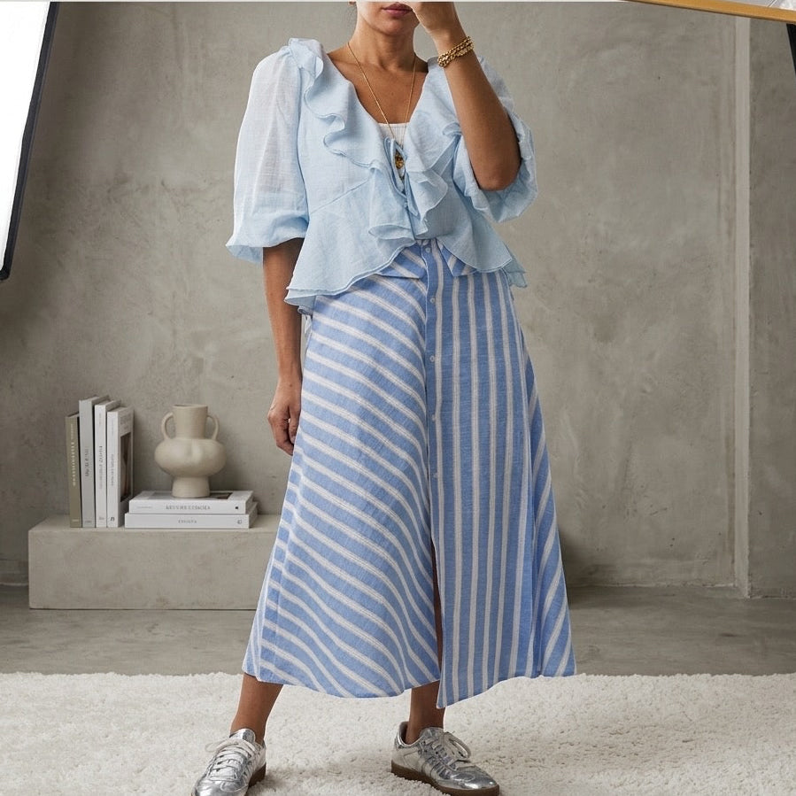 Striped Midi  Skirt