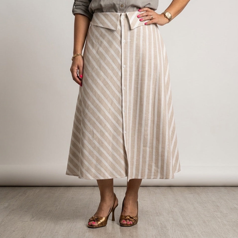 Striped Midi  Skirt