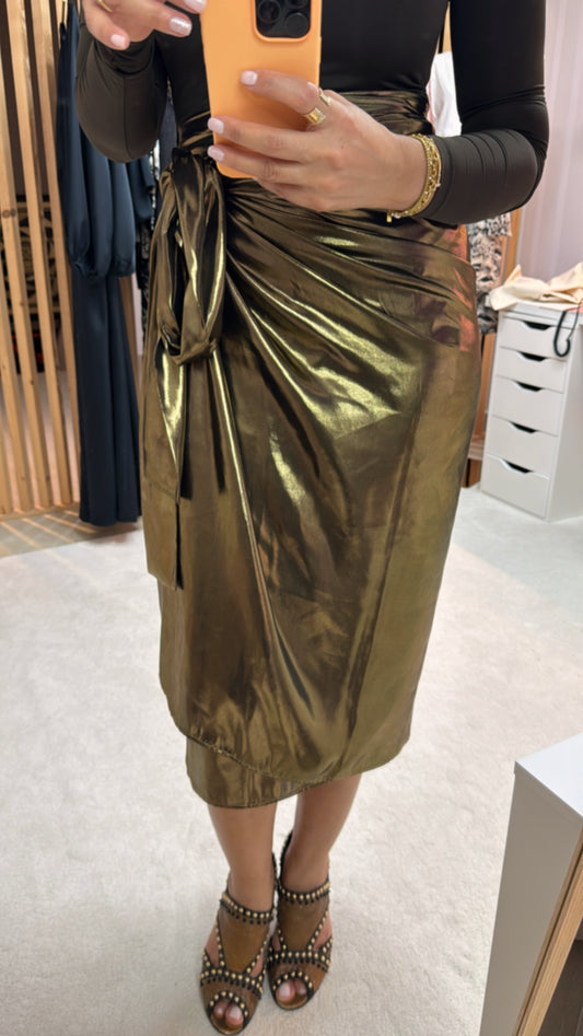 Metal Glow Wrap Skirt