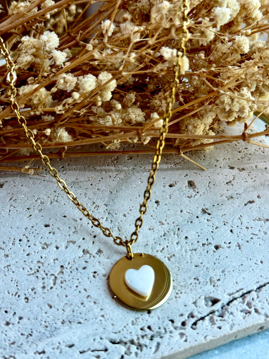 White Heart Glow  Necklace